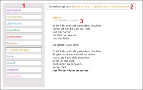 Der mittlere Bereich der Webseite Weisheitswissen.de